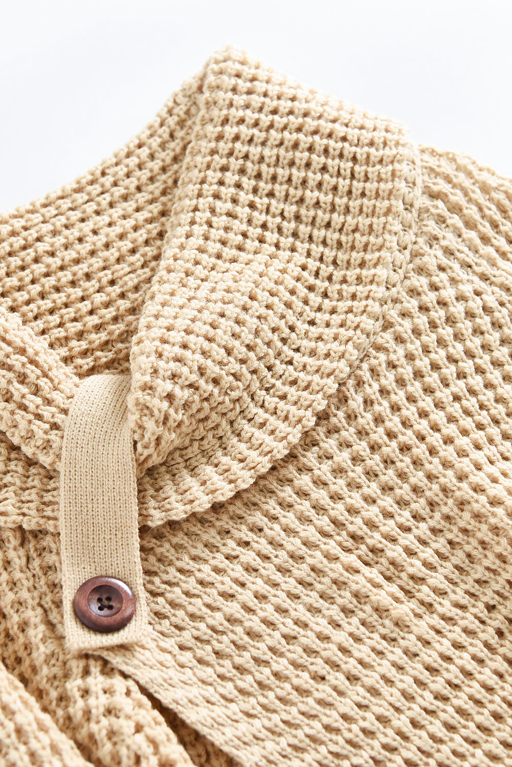 Beige Buttoned Wrap Turtleneck Sweater