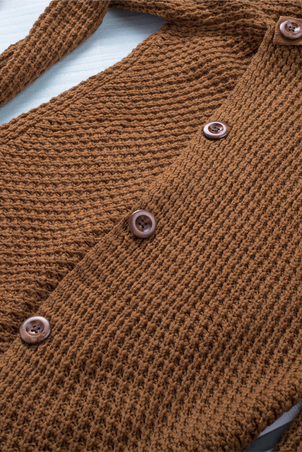 Beige Buttoned Wrap Turtleneck Sweater