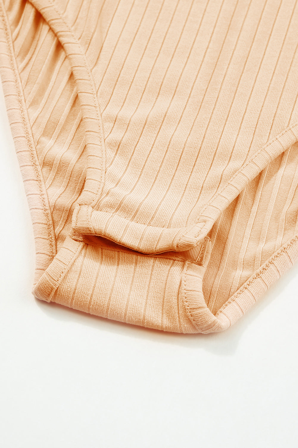 Apricot Collared Ribbed Long Sleeve Bodysuit